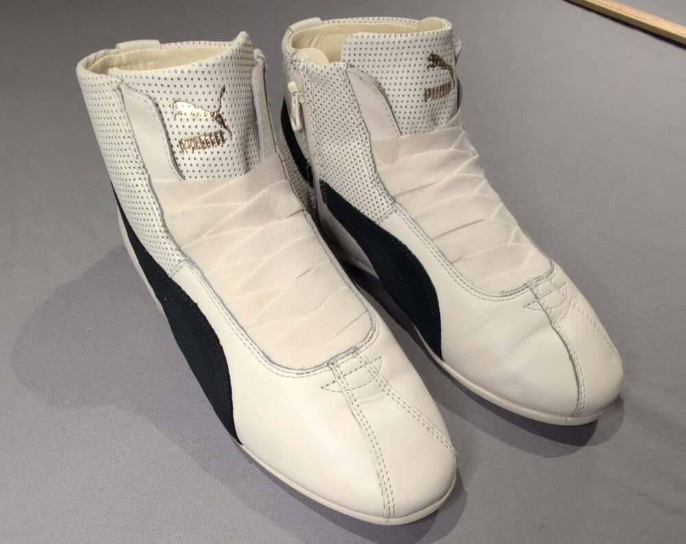 Puma Eskiva Mid White Black Leather Boxing Boots Sneakers Designer Unique Kicks